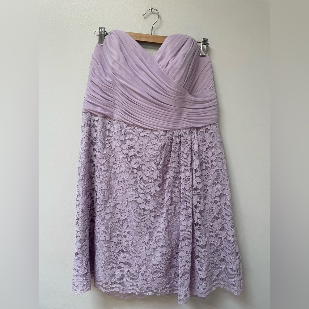David’s bridal lace strapless light pink/purple Bridesmaid dress size 16